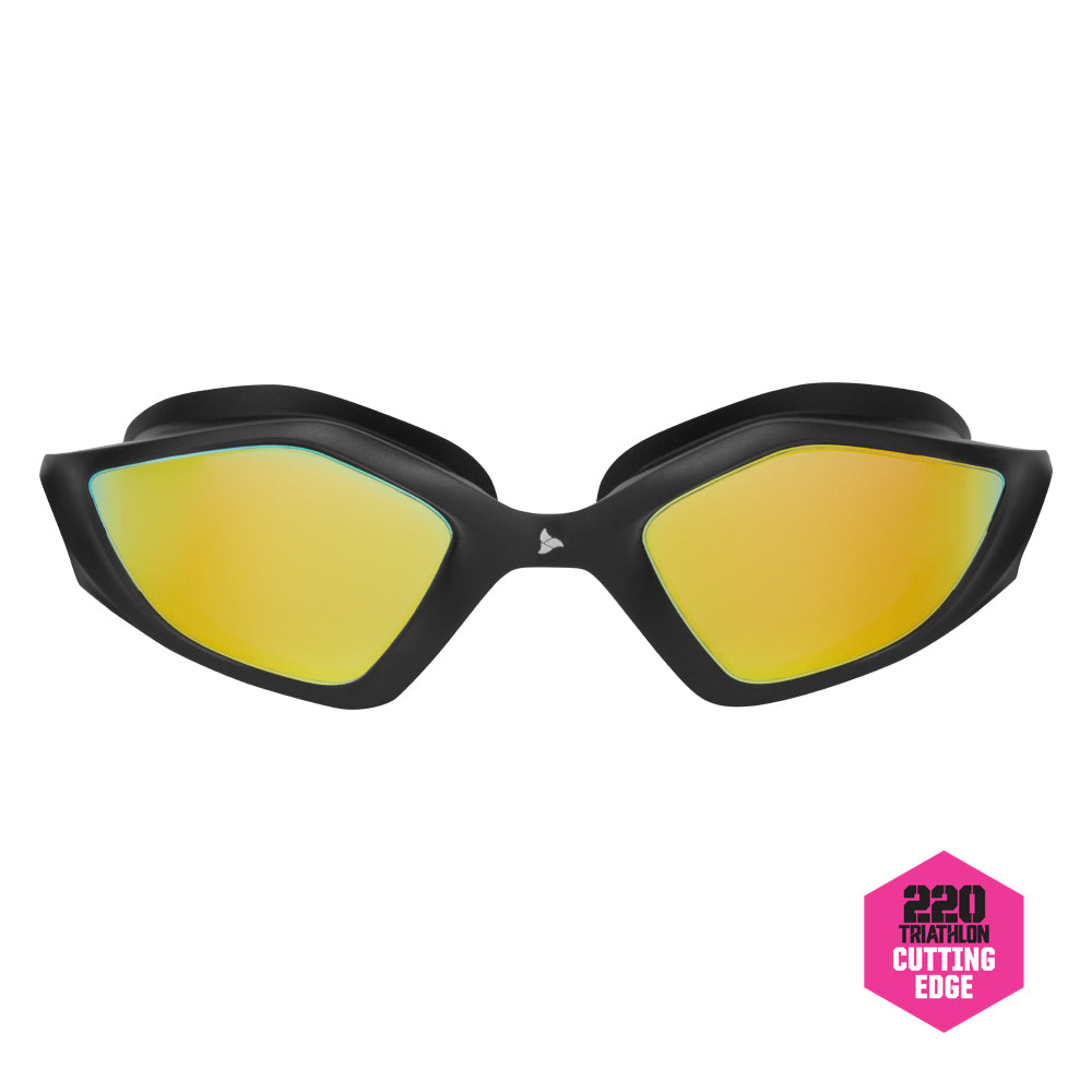 TRI-FIT RAPID-X Swim Goggles in black with gold lens. 220 Triathlon Cutting Edge Award