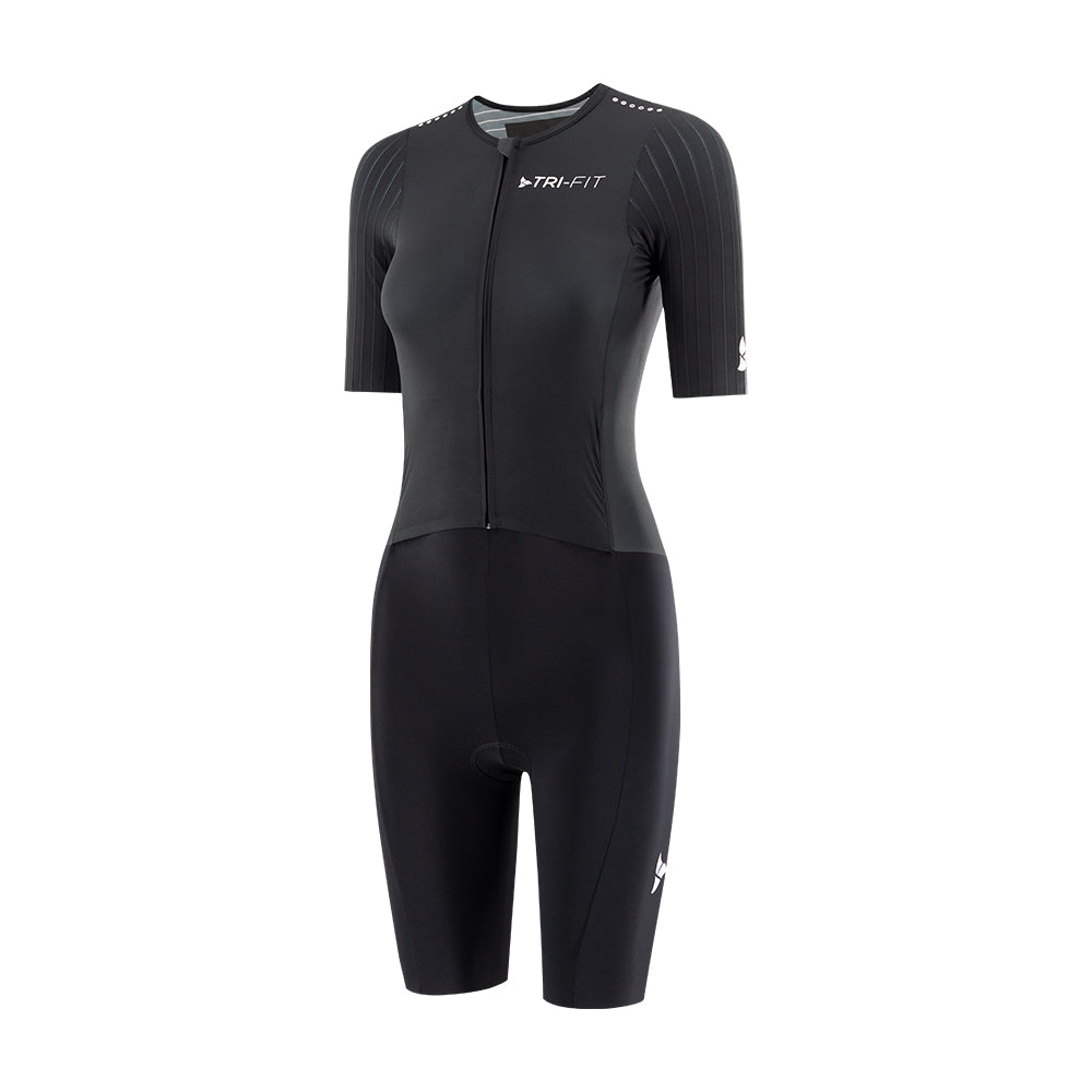 TRI-FIT VORTEX BLACK EDITION Women’s Tri-Suit side view – showing precision fit and sleeve detail