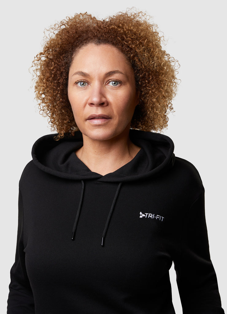 Woman wearing TRI-FIT Casualwear black hoodie